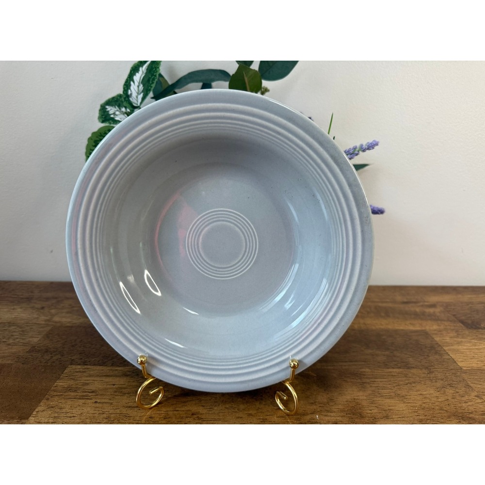 Vintage Fiesta Gray Rimmed Soup Bowl Deep Plate Homer Laughlin 1950s